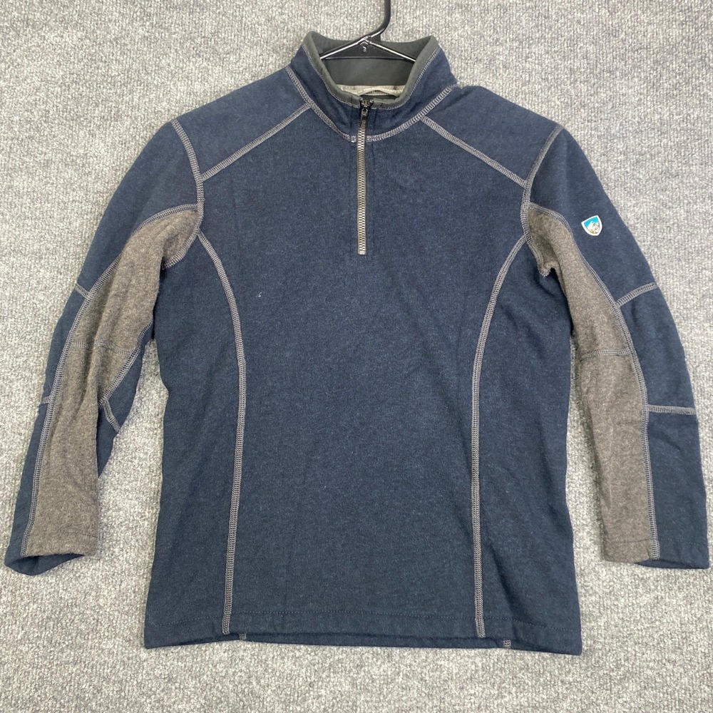 Kuhl Kids Kashmira 1/4 Zip Fleece Pullover Navy Blue Gray Size S 7-8